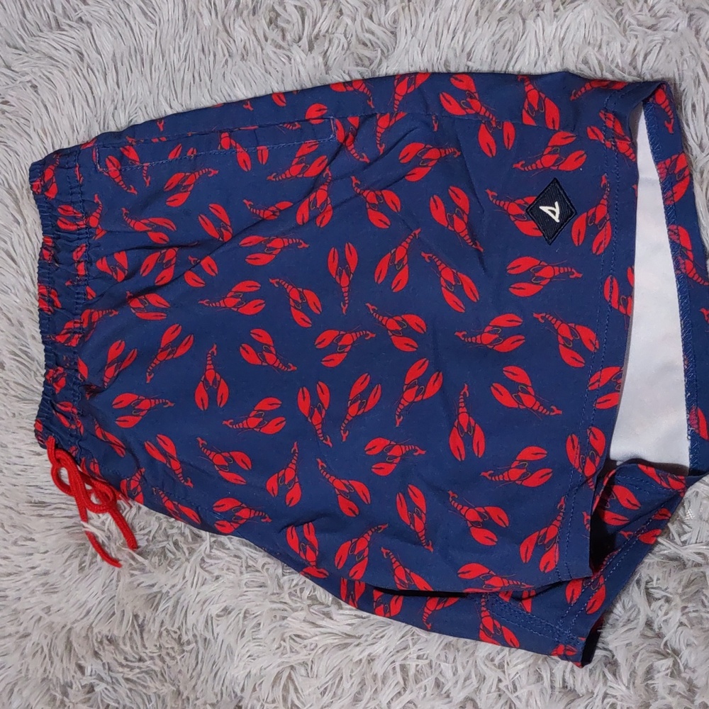 Sperry Swim Trunks Mens XL  Shorts Lobster Print Pockets Blue Red.